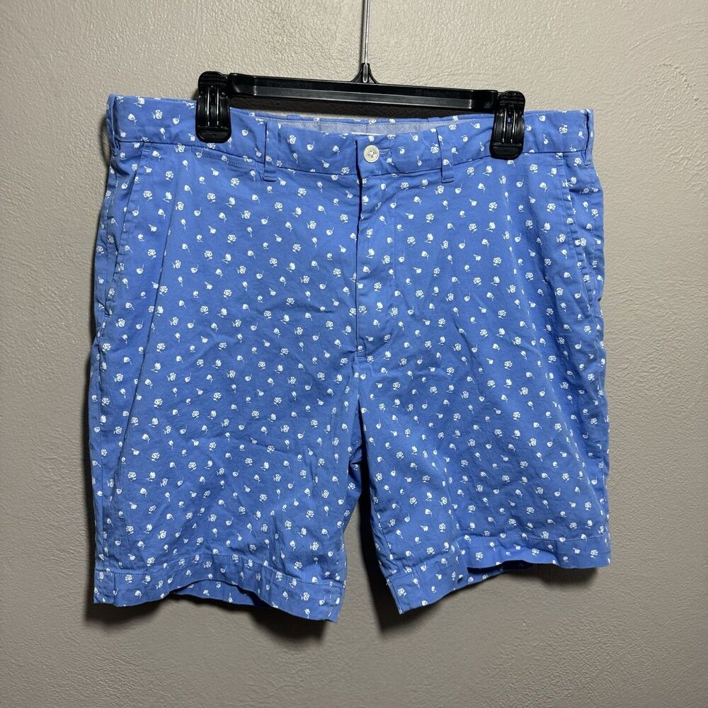 Polo Ralph Lauren Mens Sz 35 Blue Golf Shorts Cotton Twill Stretch Floral